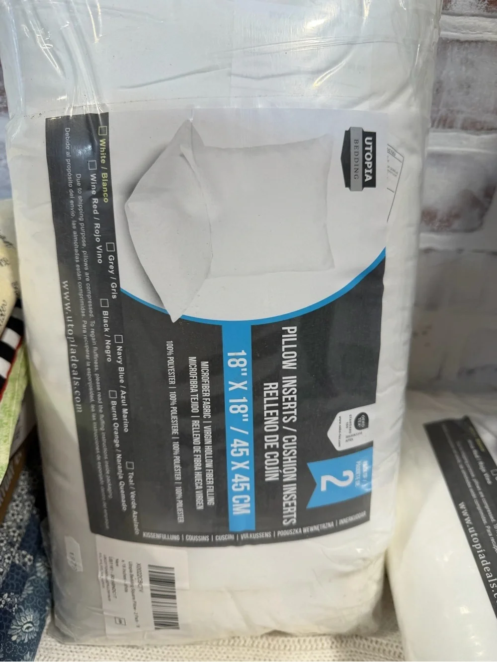 Utopia White 18 x 18 Pillow Insert - Pack of 2